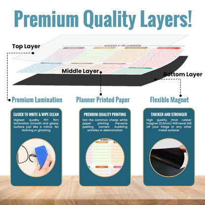 Magnetic Planner for Fridge - Monday to Saturday