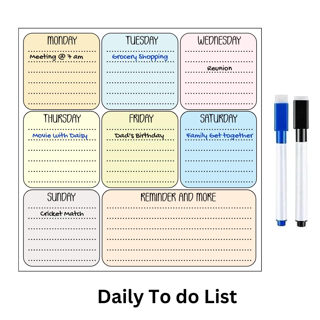 Magnetic Planner for Fridge - Monday to Saturday