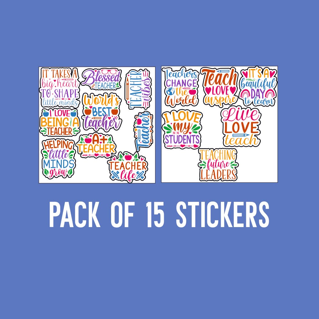 Teacher Love Vinyl Waterproof Sticker (pack of 15)