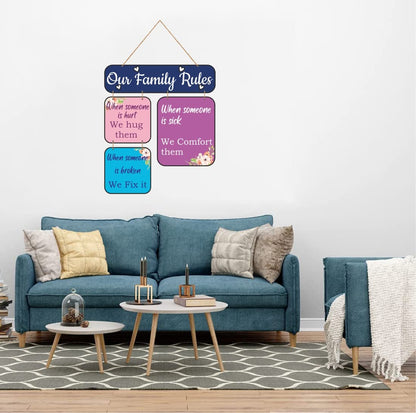 Otidge Family Rules MDF wooden wall hanging - image 3