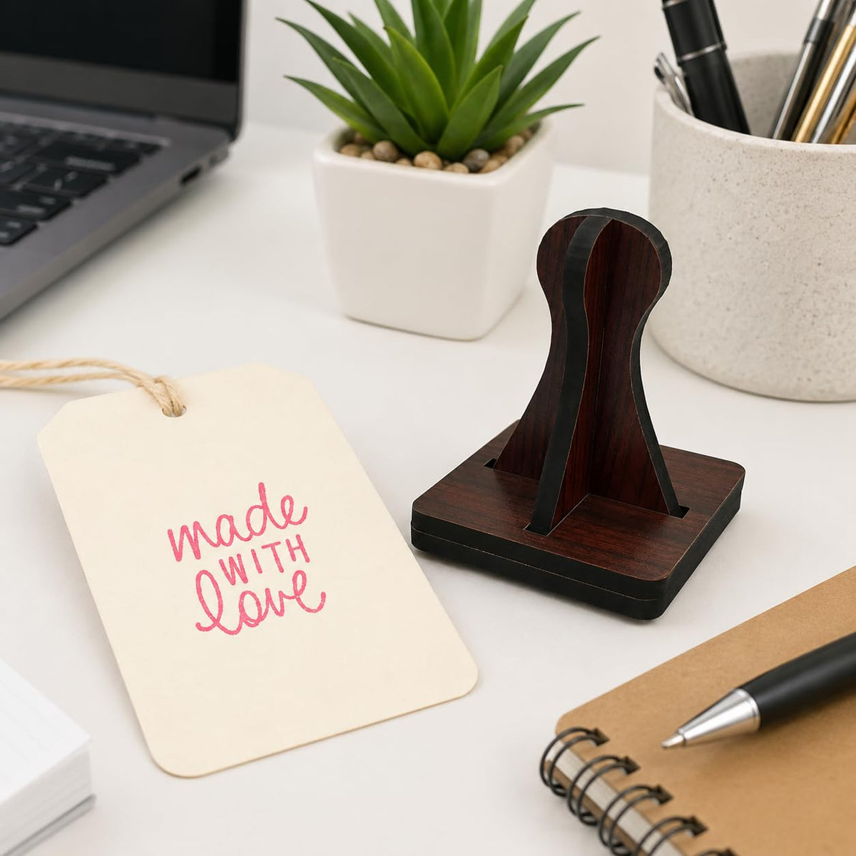 Zesta Made with Love – Design 1 wooden rubber stamp with black inkpad - image 1