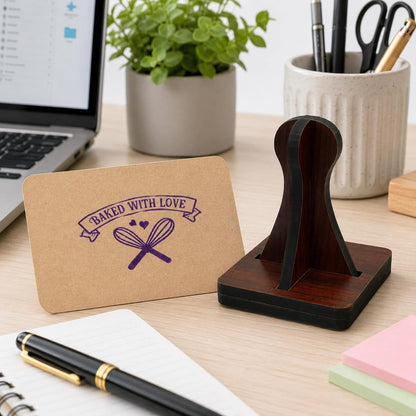 Zesta Baked with Love – Design 1 wooden rubber stamp with black inkpad - image 1
