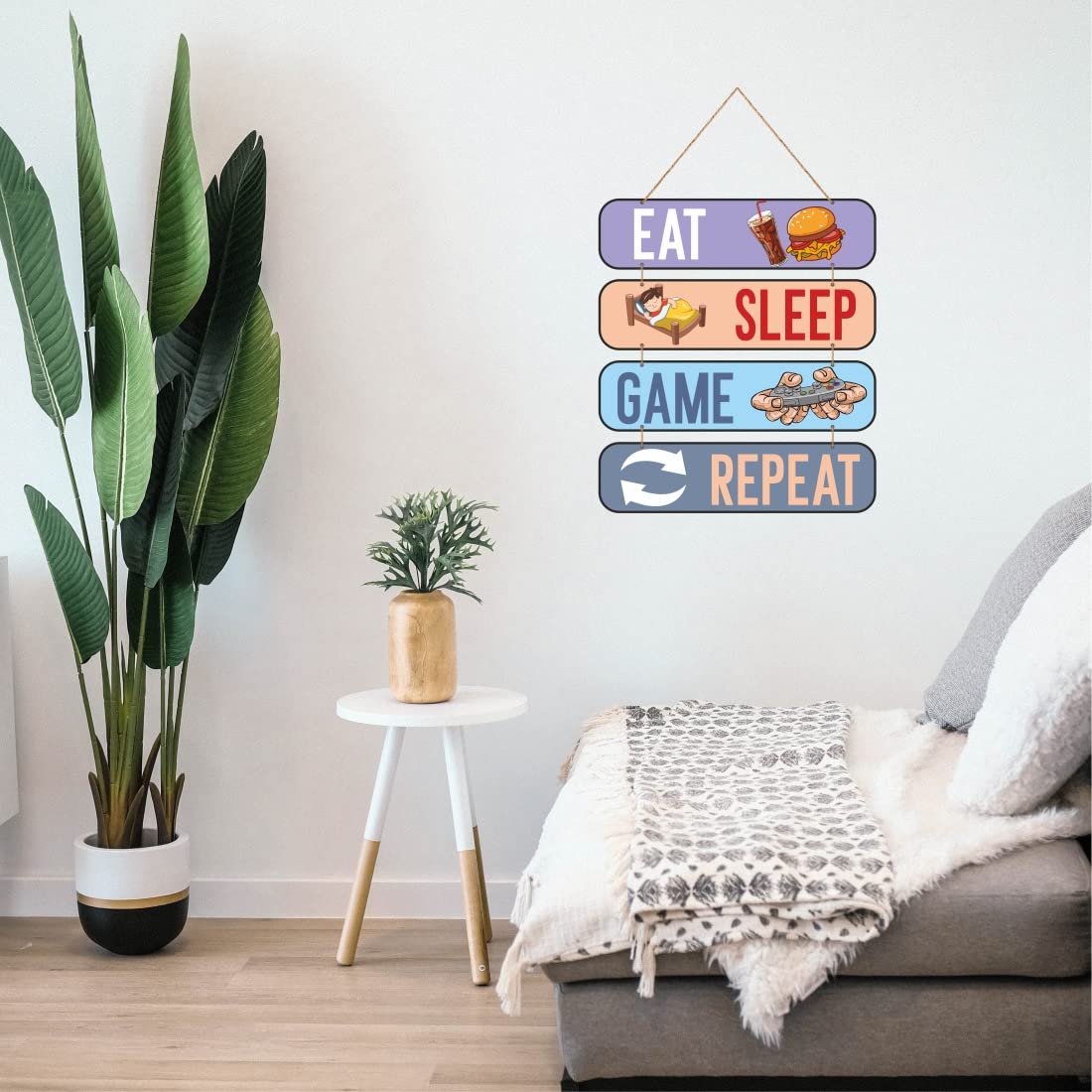 Otidge Eat Sleep Game Repeat MDF wooden wall hanging - image 3