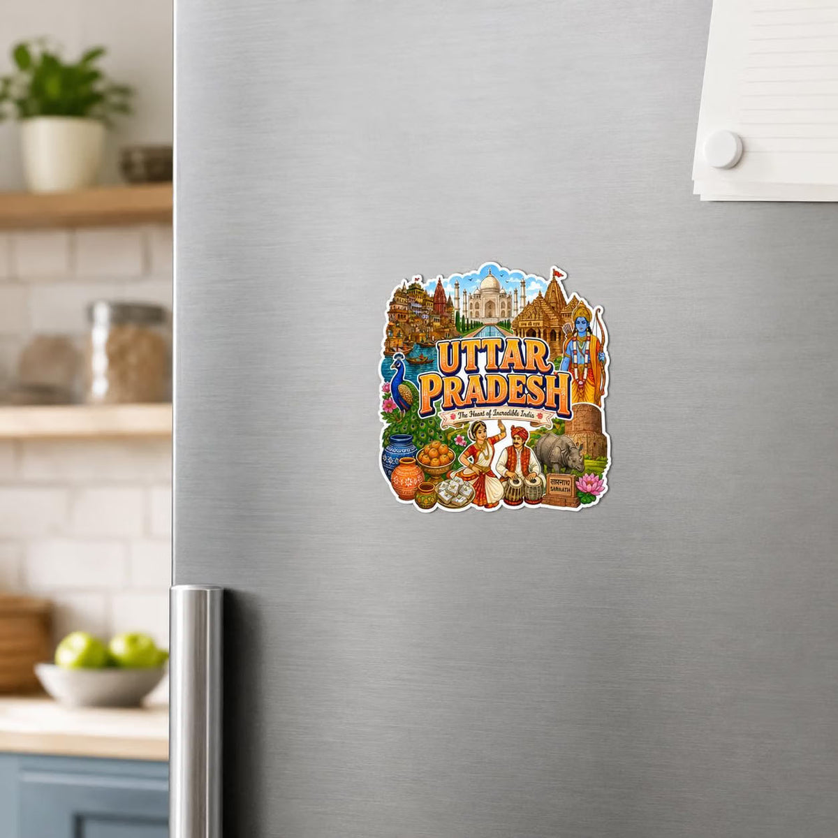 Zesta Uttar Pradesh wooden fridge magnet - image 1