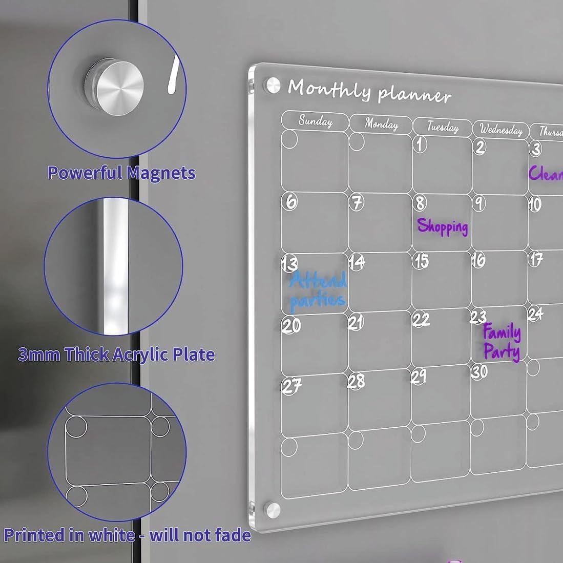 acrylic magnetic acrylic magnetic planner lifestyle use for fridge and office planning