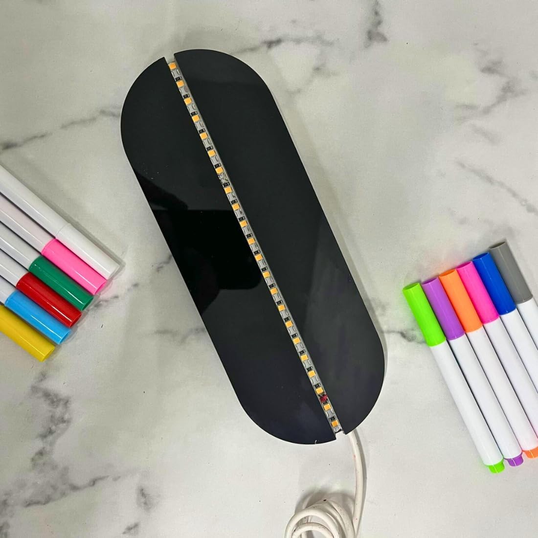 USB Rewritable Acrylic LED Message Board with Stand and Neon Markers