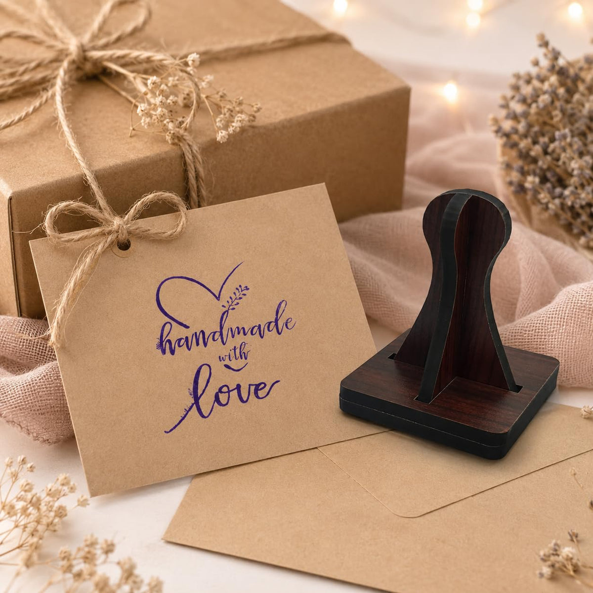 Zesta Handmade with Love wooden rubber stamp with black inkpad - image 1