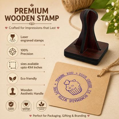 Zesta Your Order Is Handmade with Love wooden rubber stamp with black inkpad - image 3