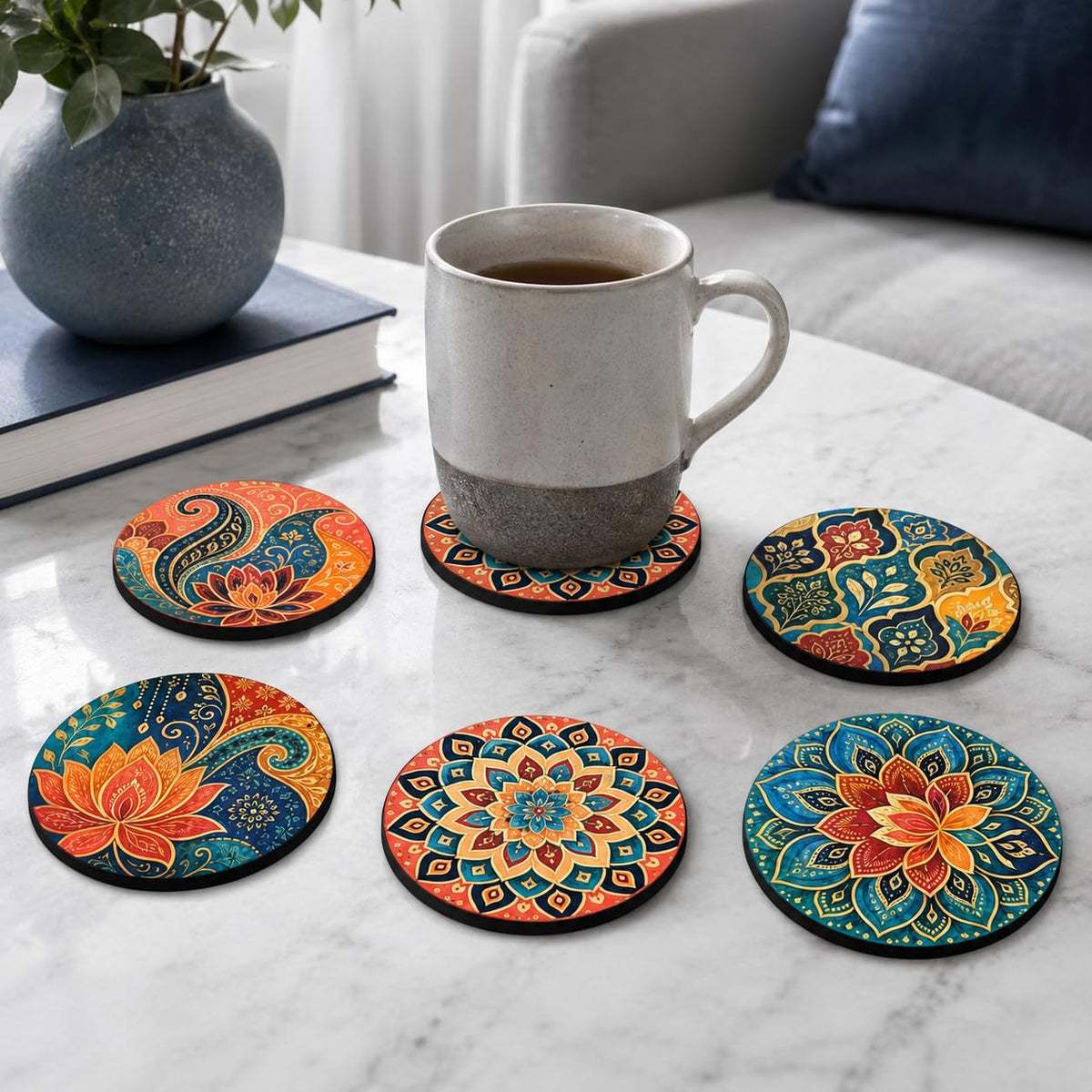 Zesta Mandala Wooden Coasters – Set of 6 – image 3
