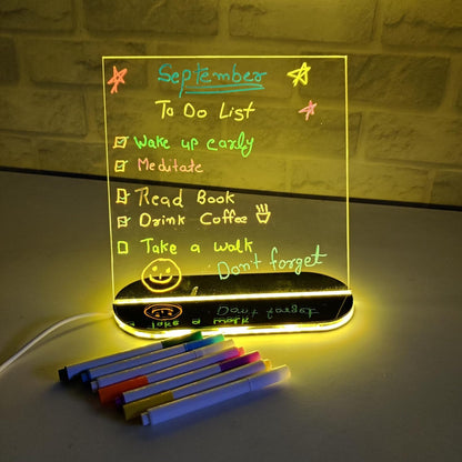 USB Rewritable Acrylic LED Message Board with Stand and Neon Markers