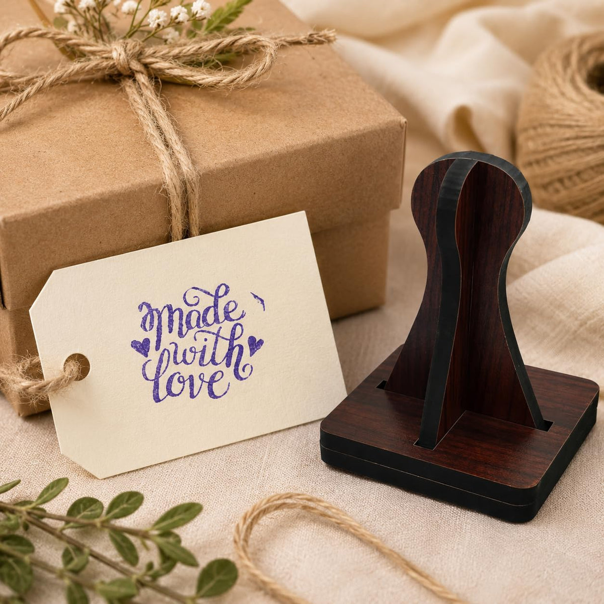 Zesta Made with Love wooden rubber stamp with black inkpad - image 2