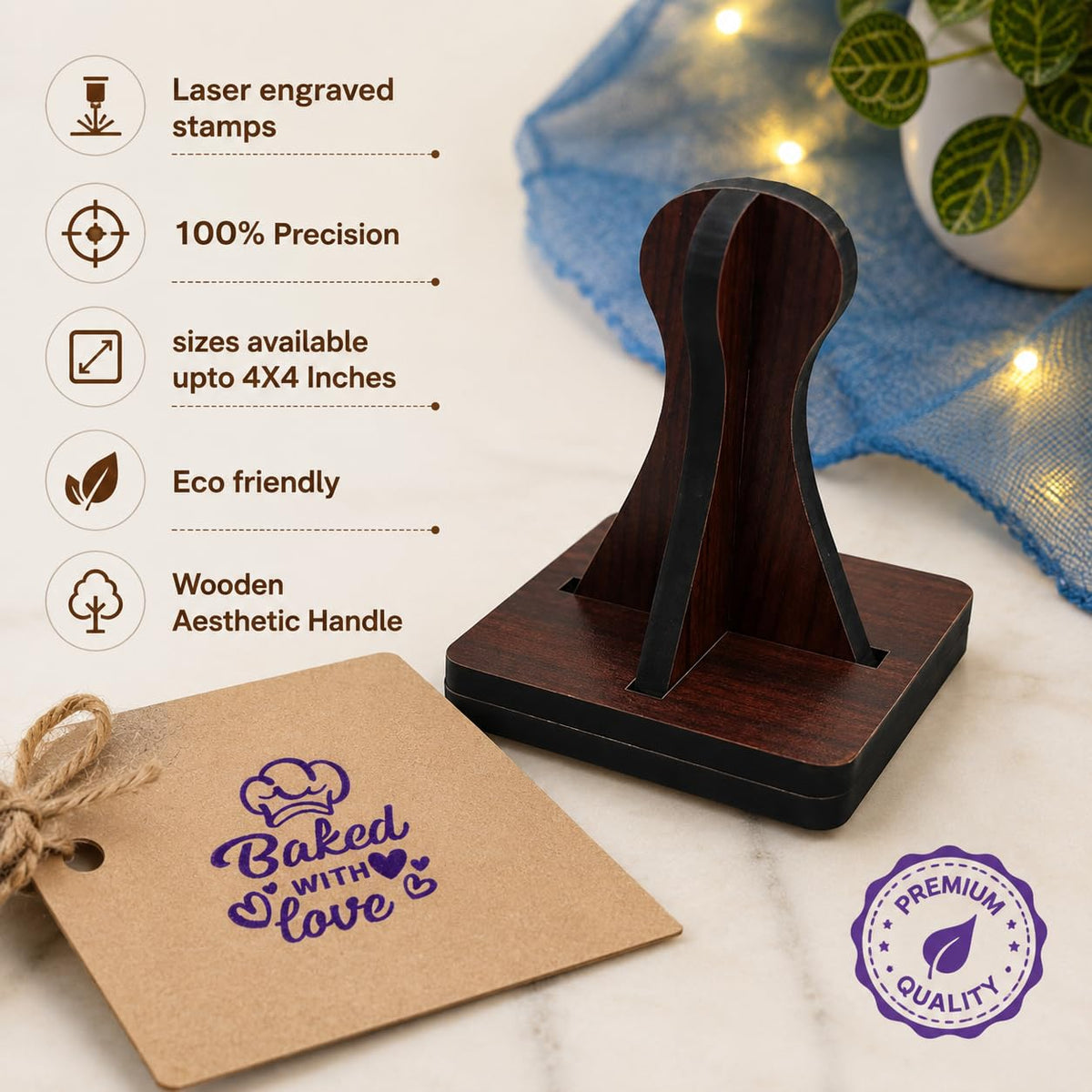 Zesta Baked with Love – Design 2 wooden rubber stamp with black inkpad - image 3
