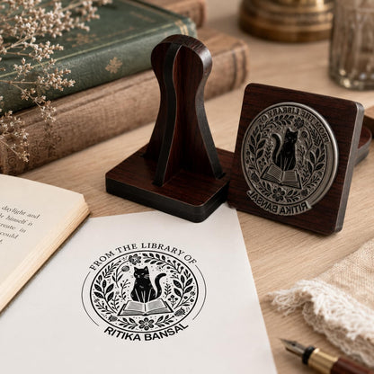 Zesta From the Library Of wooden rubber stamp with black inkpad - image 2