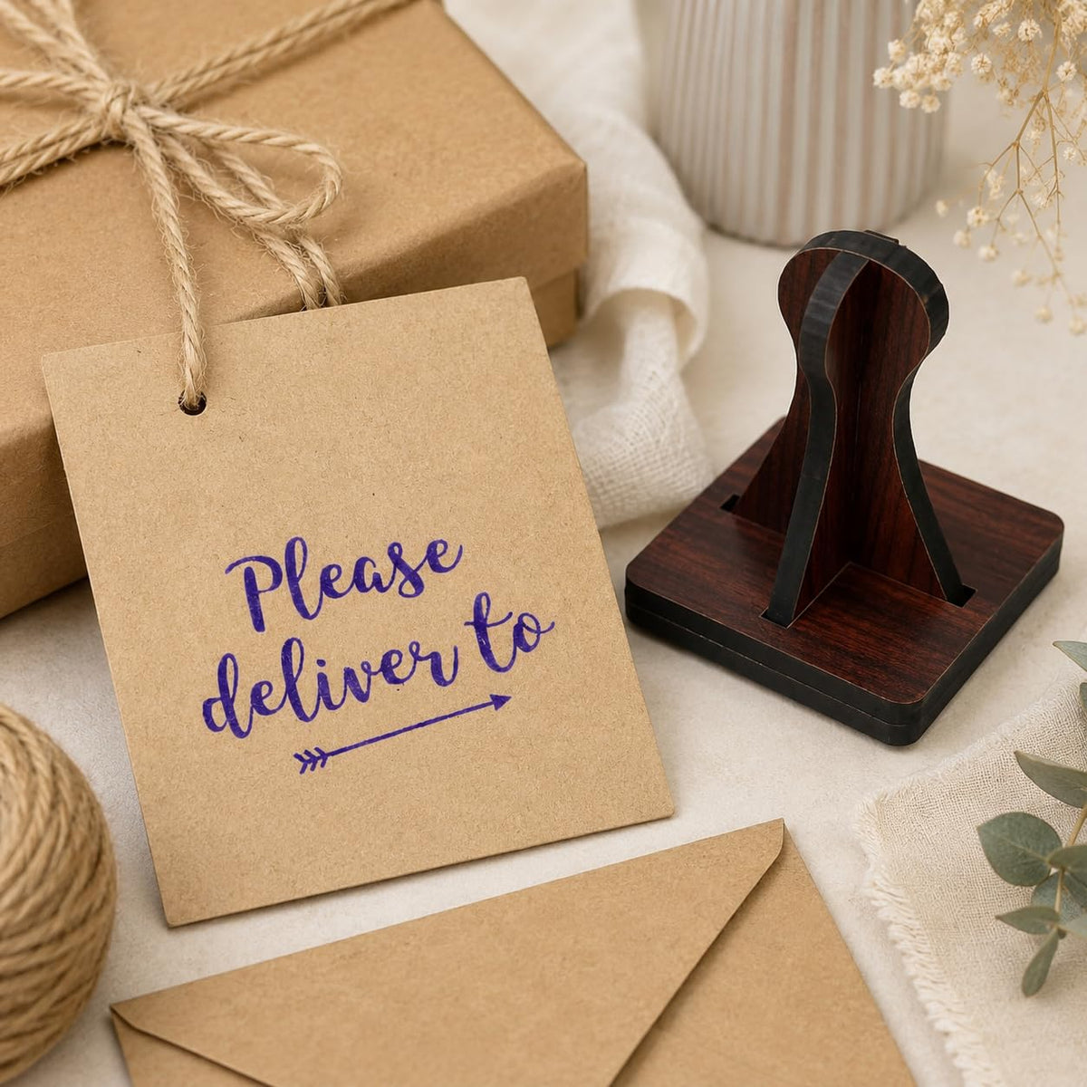 Zesta Please Deliver To wooden rubber stamp with black inkpad - image 1