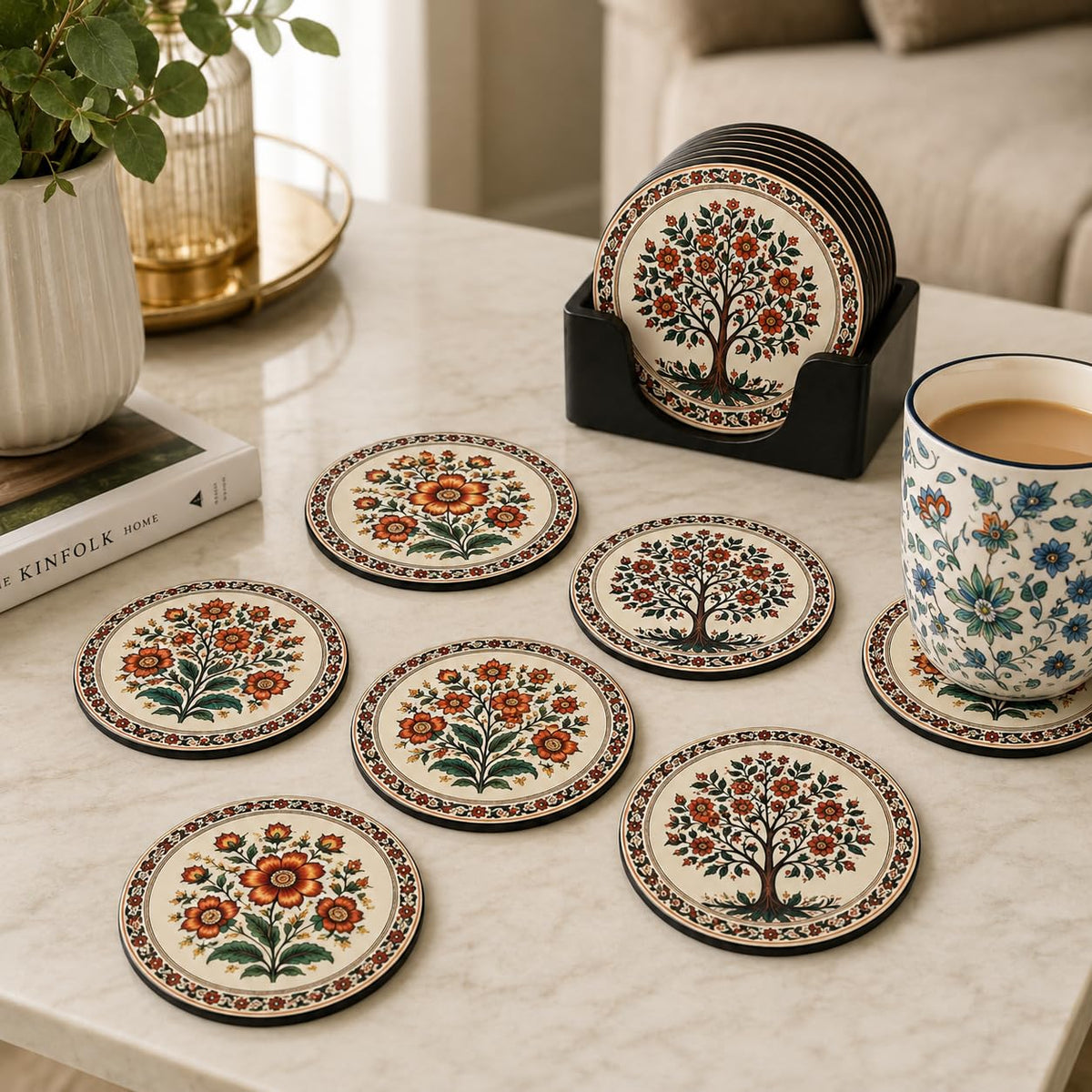 Zesta Floral Wooden Coasters – Set of 6 – image 2