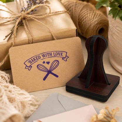 Zesta Baked with Love – Design 1 wooden rubber stamp with black inkpad - image 2