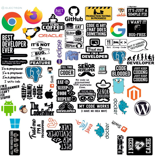 Coder Waterproof Sticker (pack of 54)