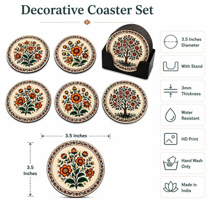 Zesta Floral Wooden Coasters – Set of 6 – image 5