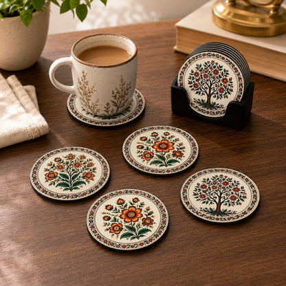 Zesta Floral Wooden Coasters – Set of 6 – image 1
