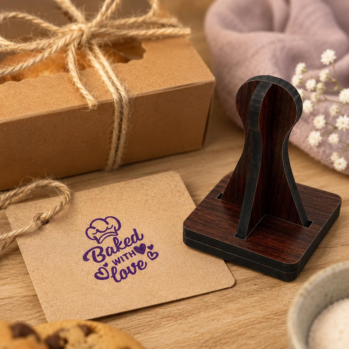 Zesta Baked with Love – Design 2 wooden rubber stamp with black inkpad - image 2