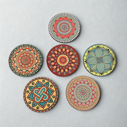Mandala  MDF Printed Coasters Set of 6 with Holder | Waterproof & Durable