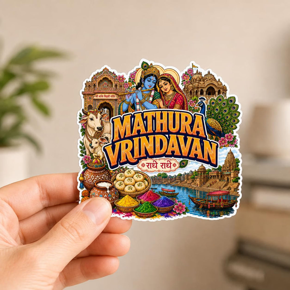 Zesta Mathura Vrindavan wooden fridge magnet - image 3