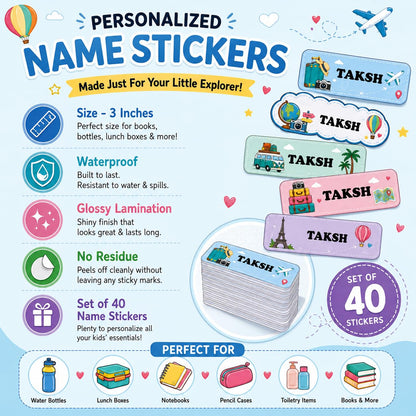 Zesta travel personalised name stickers for kids, pack of 40 - image 4