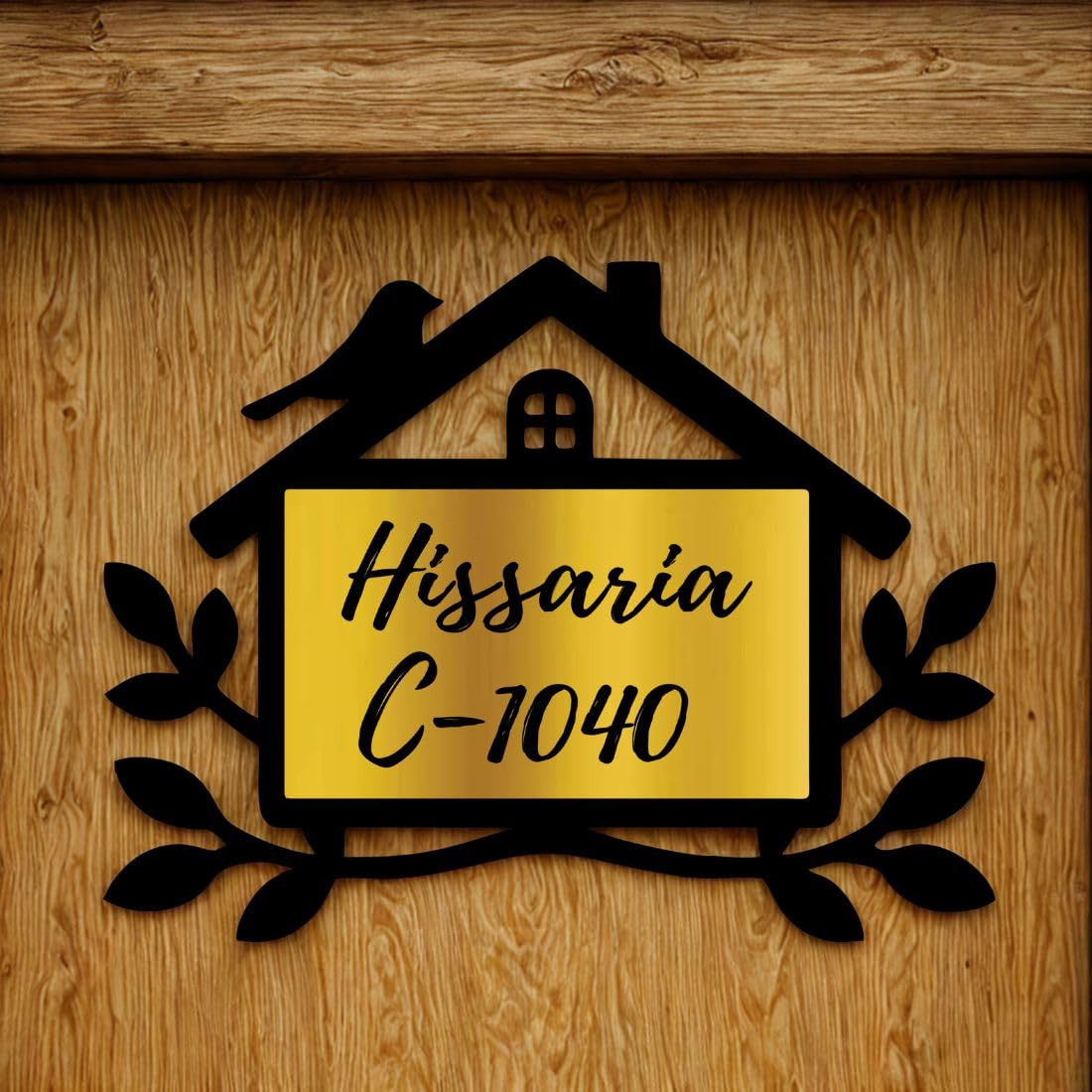 hut custom name plate for home size and finish detail