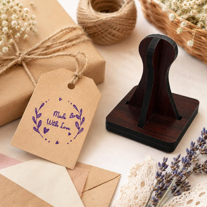 Zesta Lovingly Made by Hand wooden rubber stamp with black inkpad - image 2