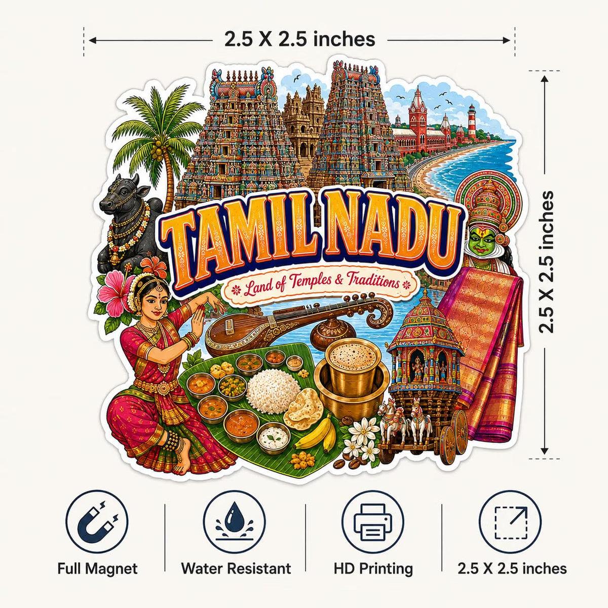 Zesta Tamil Nadu wooden fridge magnet - image 4