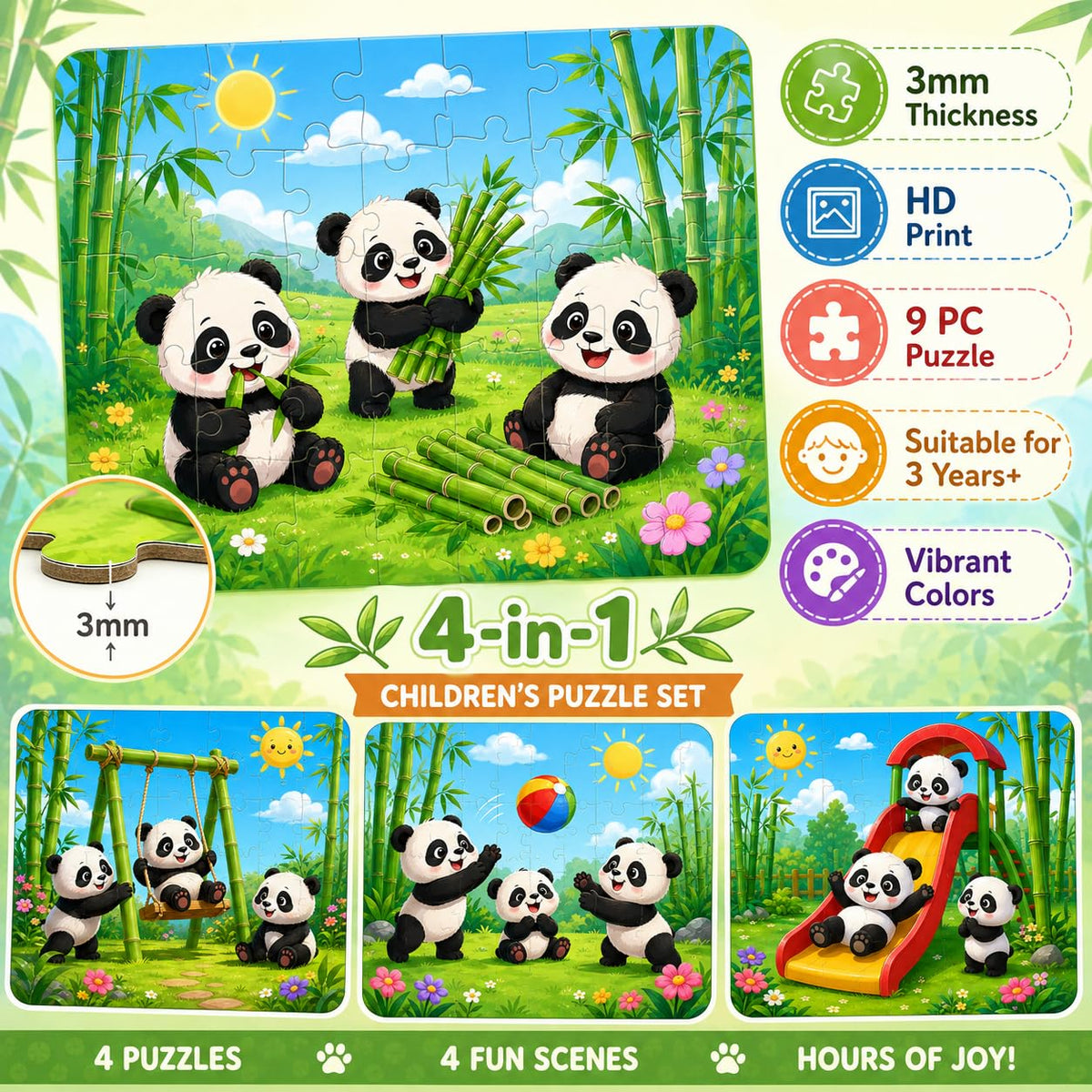 Zesta Panda 9-piece wooden jigsaw puzzle - image 4