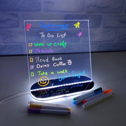 USB Rewritable Acrylic LED Message Board with Stand and Neon Markers