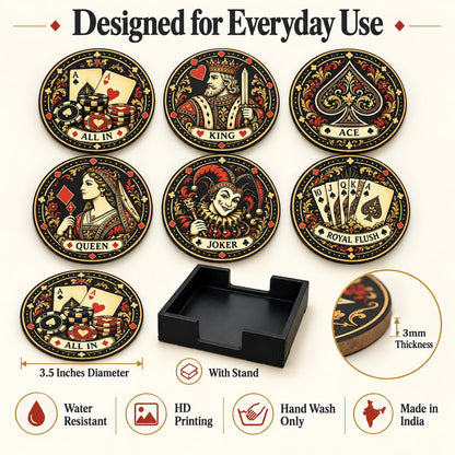Zesta Poker Wooden Coasters – Set of 6 – image 4