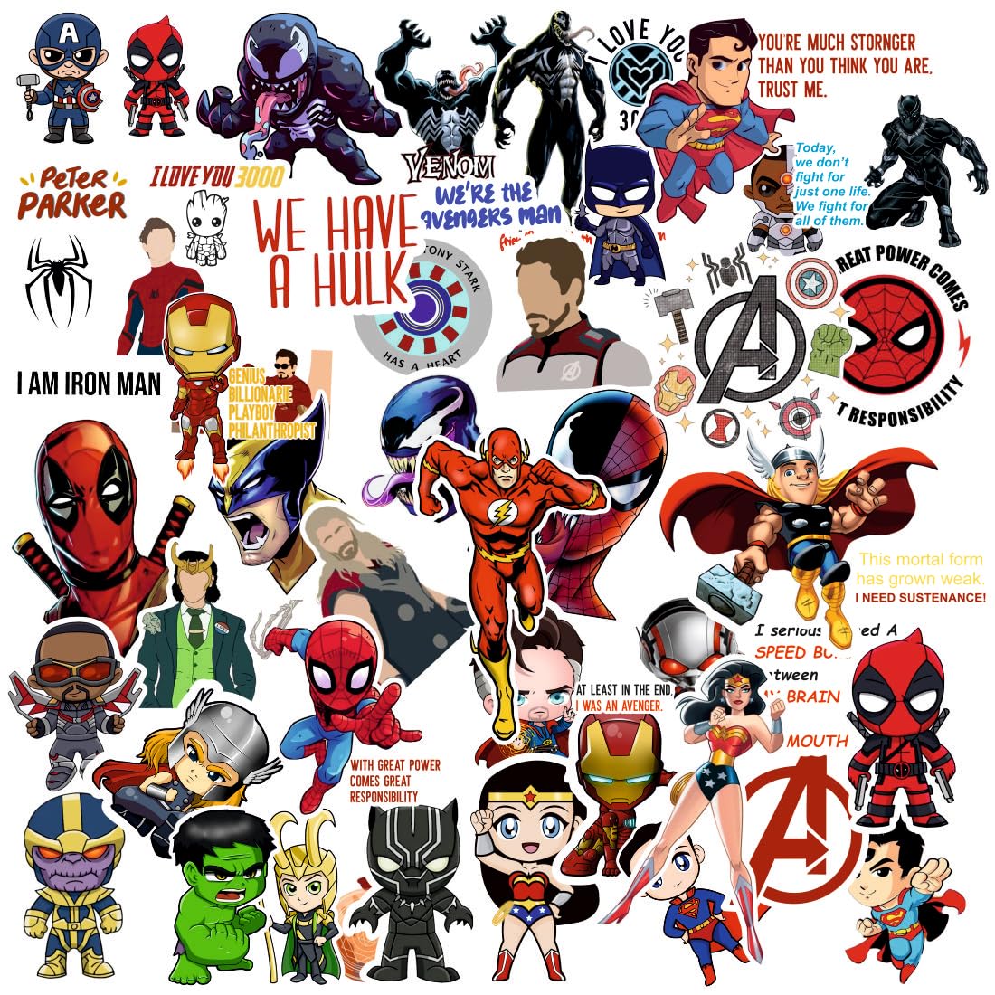 Super Hero Vinyl Waterproof Sticker (pack of 50)