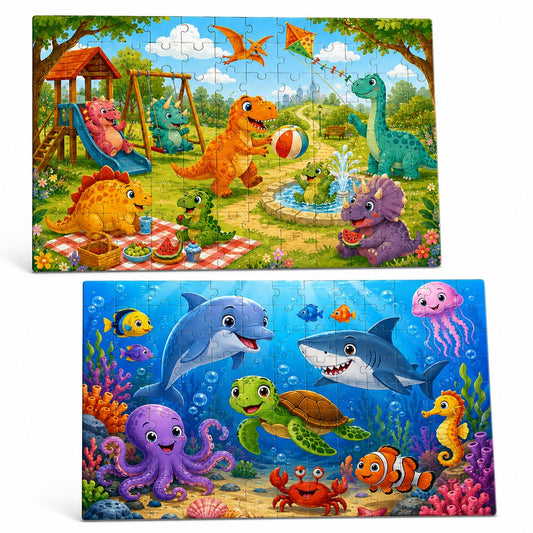 Zesta Dinosaur & Sea Animal 48-piece wooden jigsaw puzzle - image 1