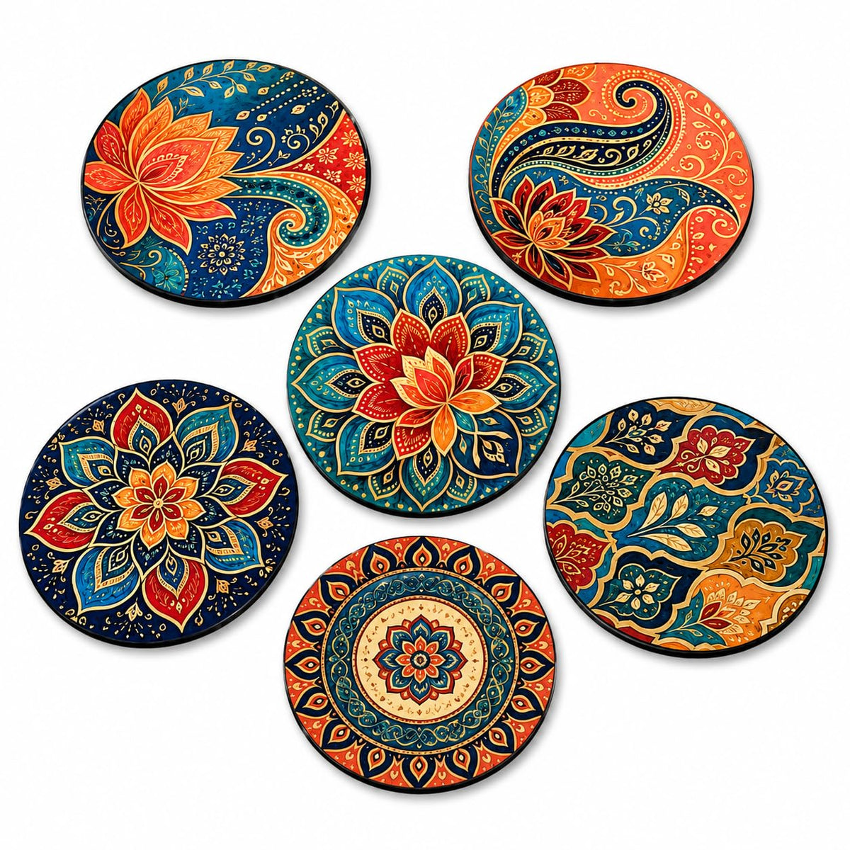 Zesta Mandala Wooden Coasters – Set of 6 – image 4
