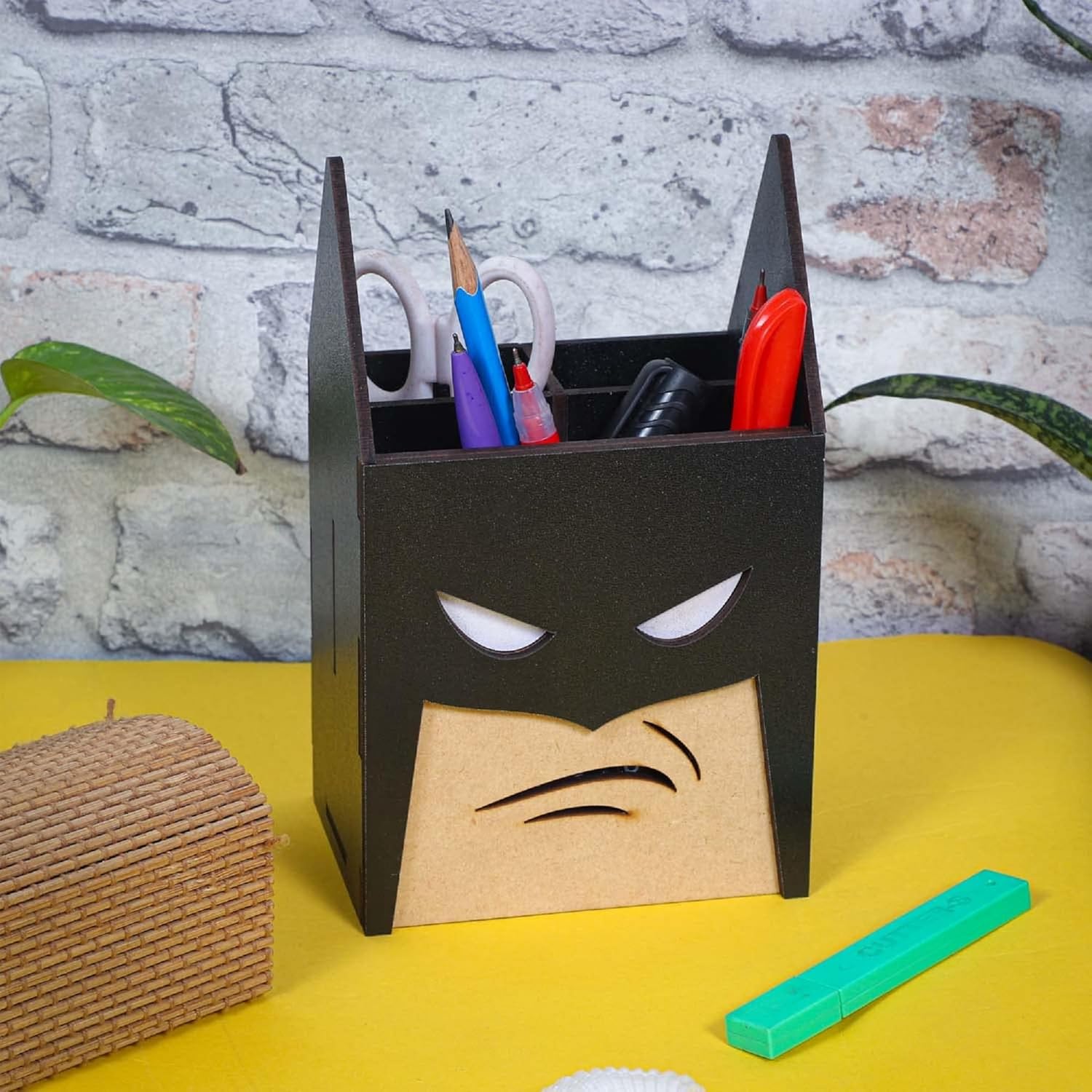 batman wooden pen holder for desk m desk pen holder feature and material detail