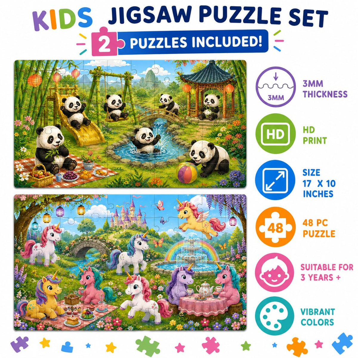 Zesta Unicorn & Panda 48-piece wooden jigsaw puzzle - image 4