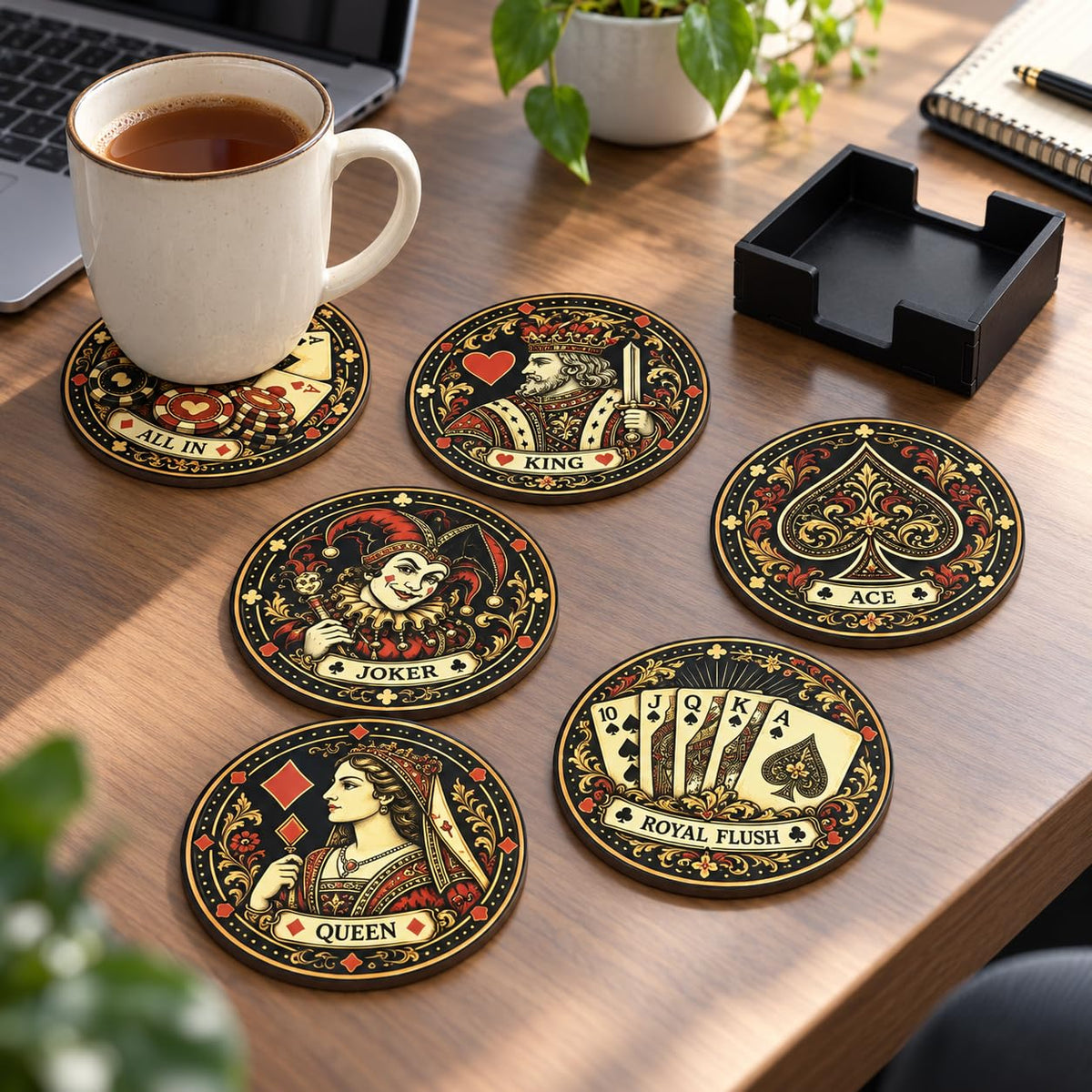 Zesta Poker Wooden Coasters – Set of 6 – image 1