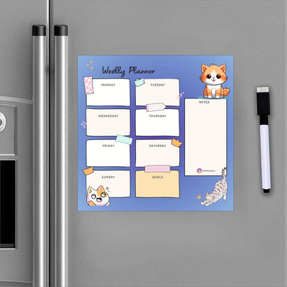 Magnetic Planner for Fridge - Cat