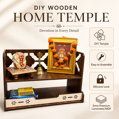 wooden temple for home office pooja size and finish detail