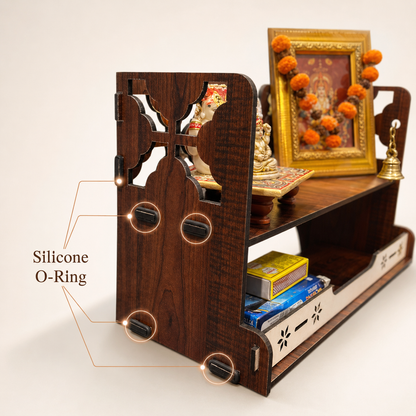 wooden temple for home office pooja home decor styling view