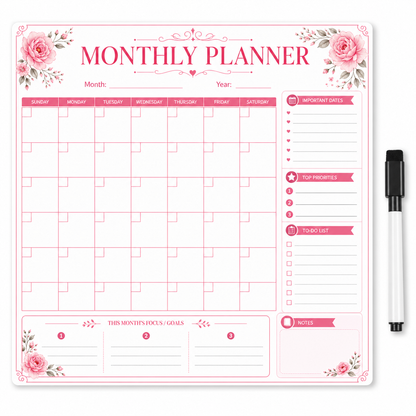 pink floral magnetic vinyl magnetic vinyl planner for fridge and office planning