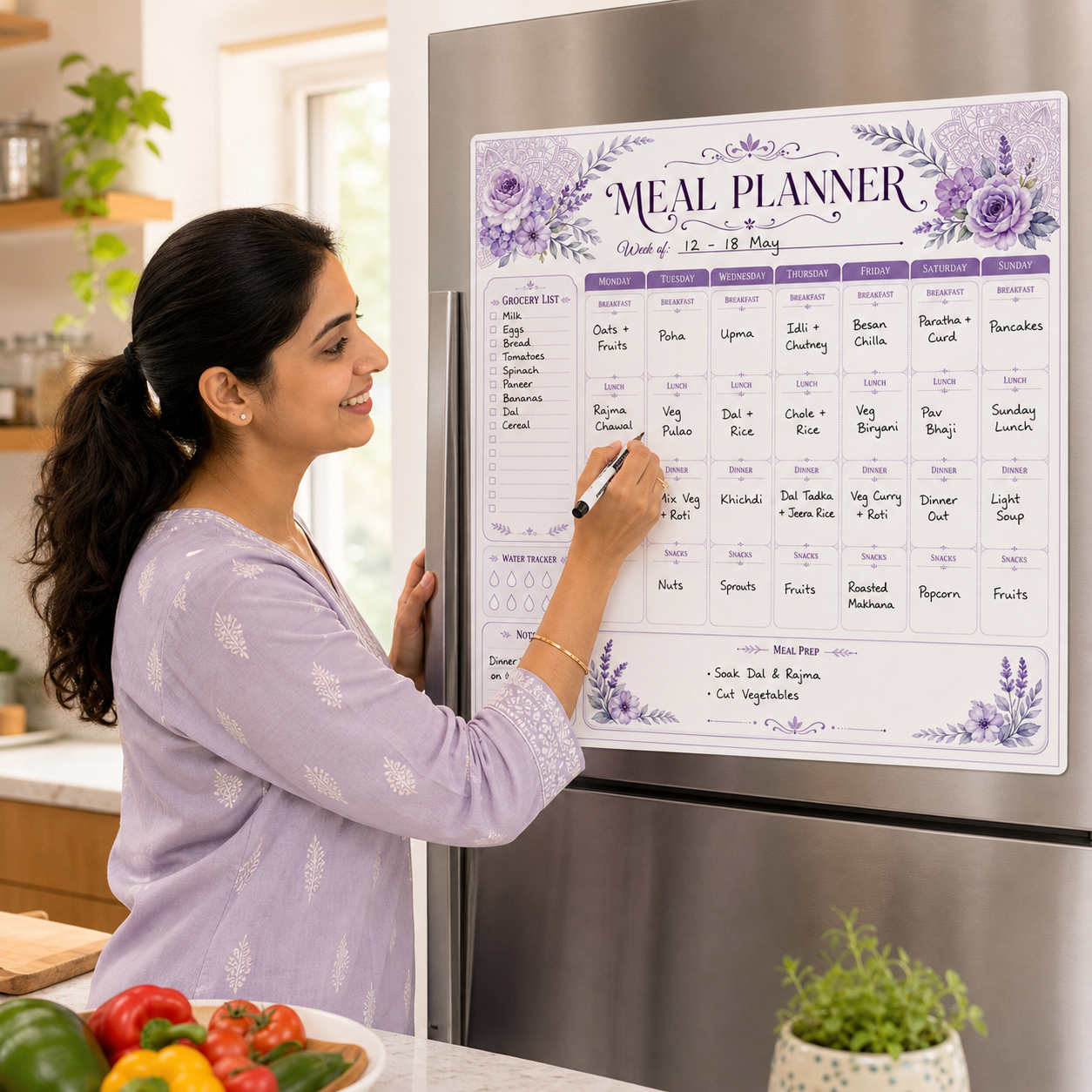 lavendar floral magnetic vinyl magnetic vinyl planner size and finish detail
