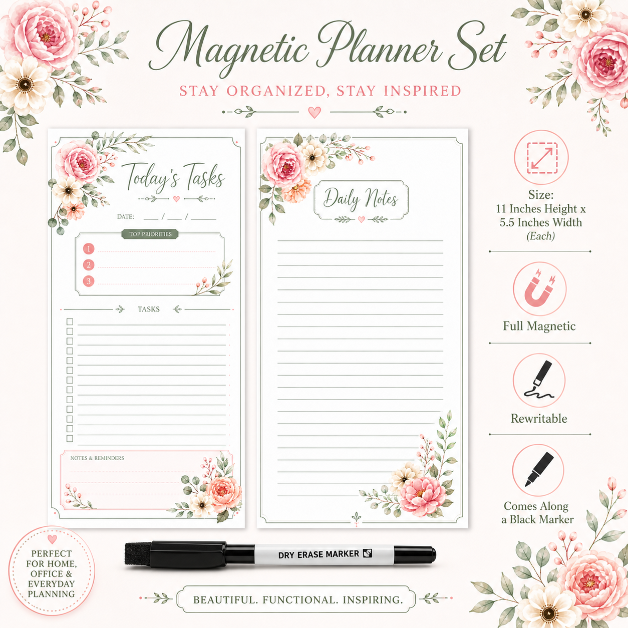 floral magnetic vinyl magnetic vinyl planner feature and material detail