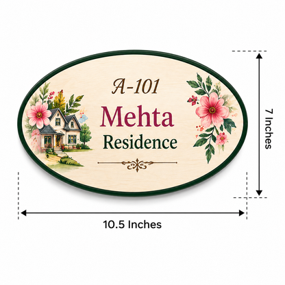 colorful flowers custom name plate for home feature and material detail