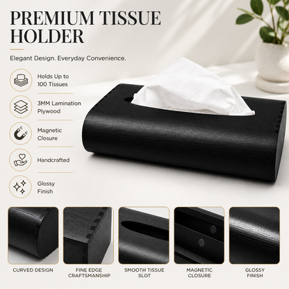 wooden tissue holder box for table decorative tissue holder home decor styling view