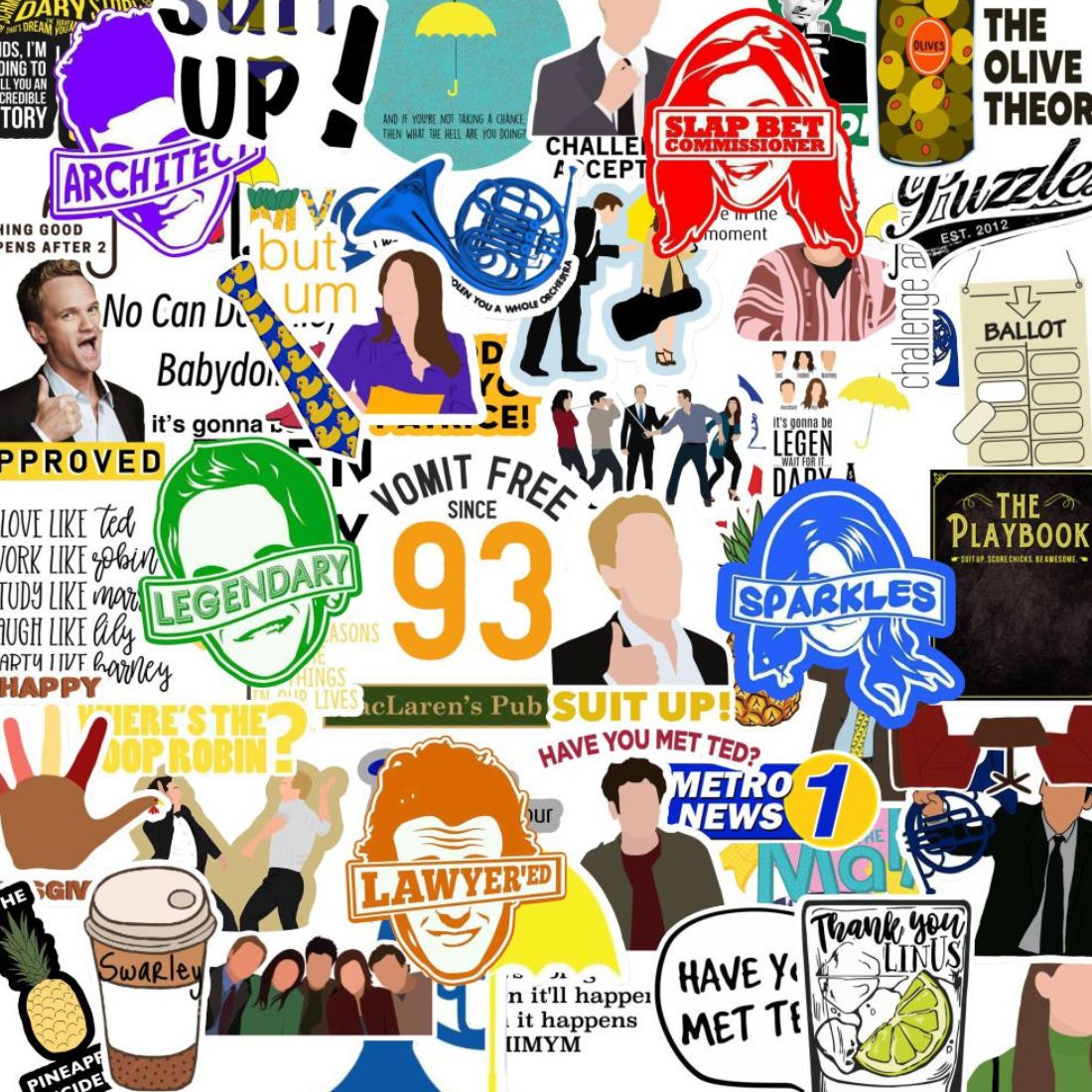 how i met your mother waterproof vinyl stickers for laptop journal and water bottle