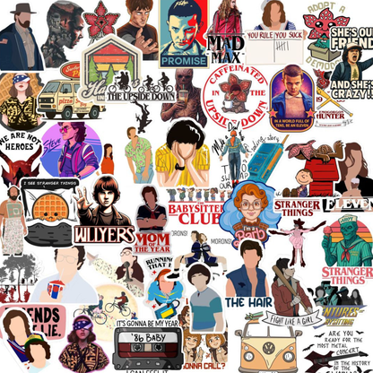 stranger things waterproof vinyl stickers for laptop journal and water bottle