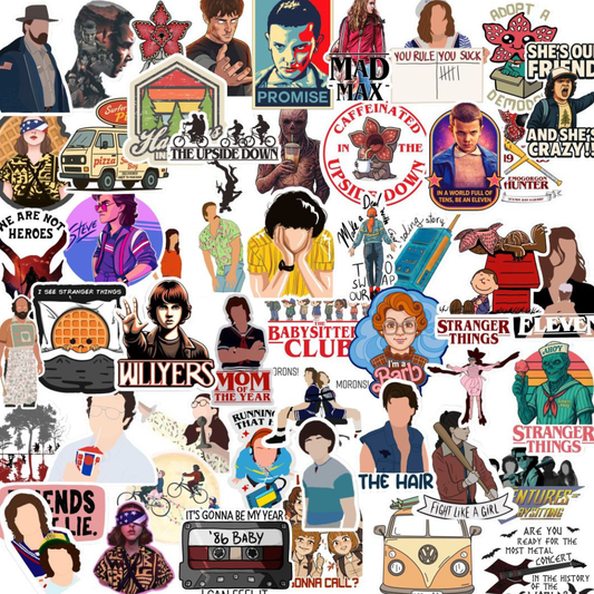 stranger things waterproof vinyl stickers for laptop journal and water bottle